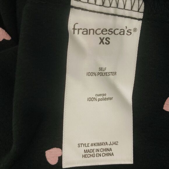 Francesca’s Size XS Ramona Heart Tiered Maxi Dress Sleeveless Smocked Black Pink - Picture 11 of 12